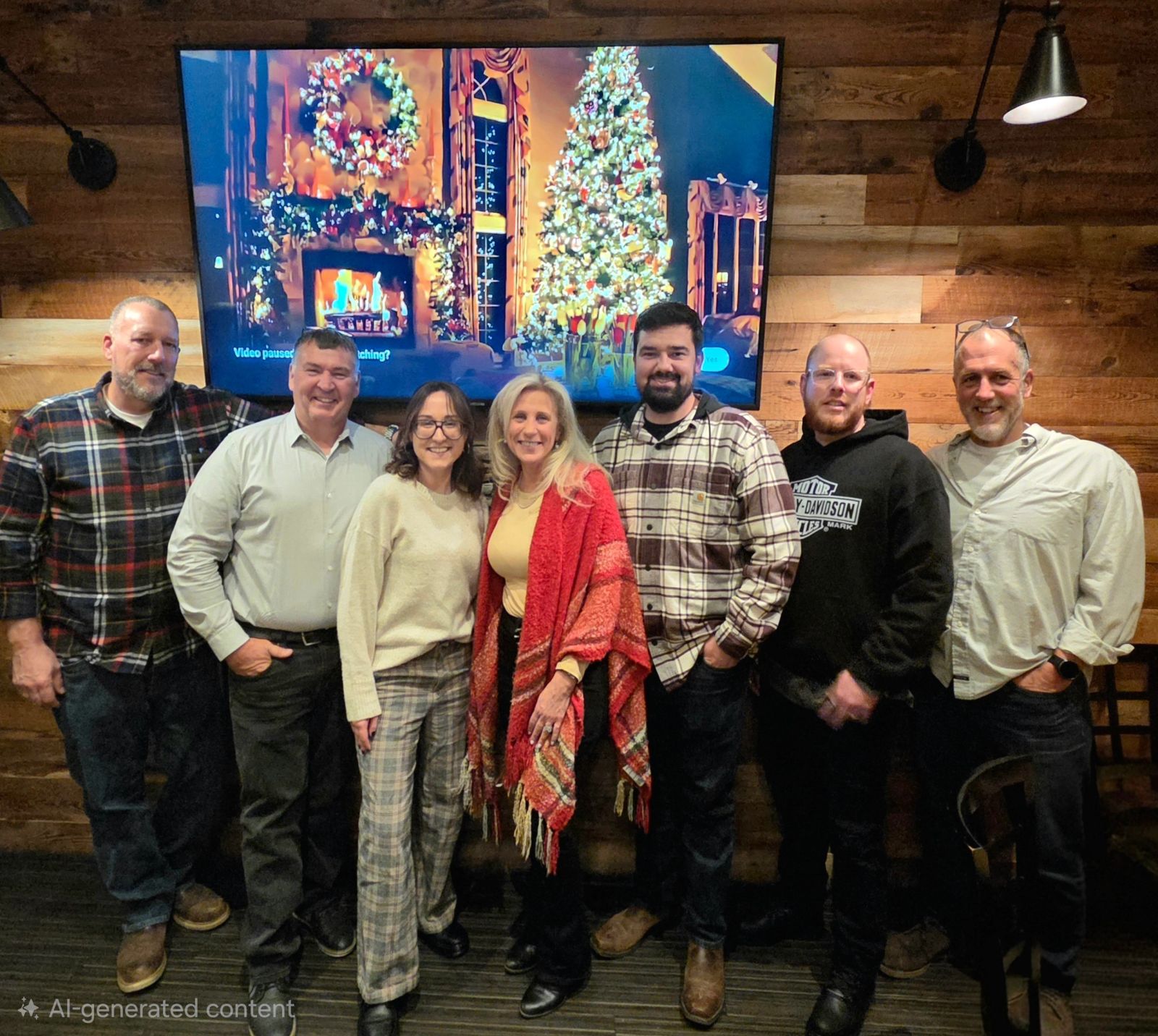 The BK Electric office crew together at the 2025 holiday gathering