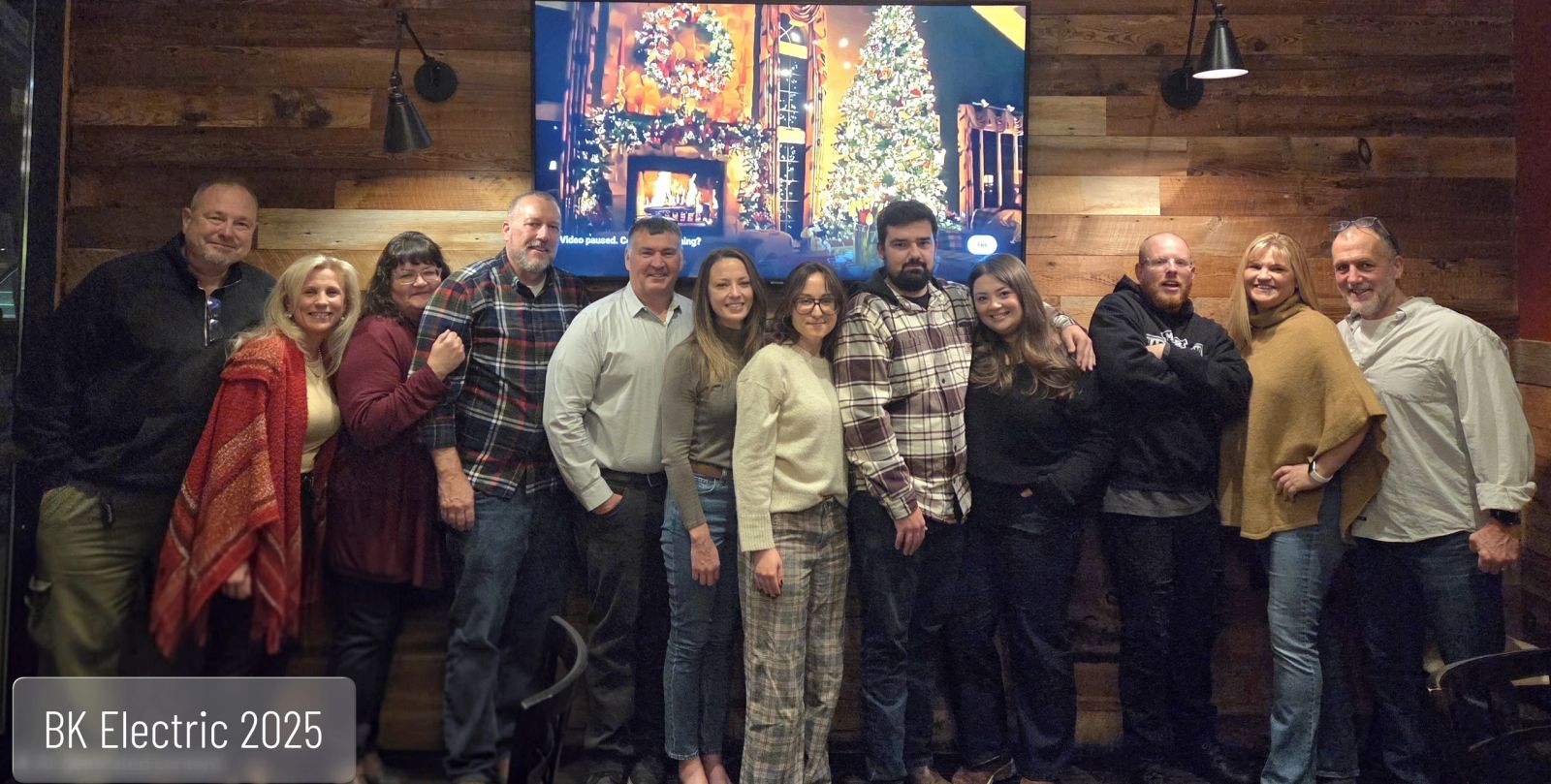 BK Electric team members and their significant others at the 2025 holiday gathering