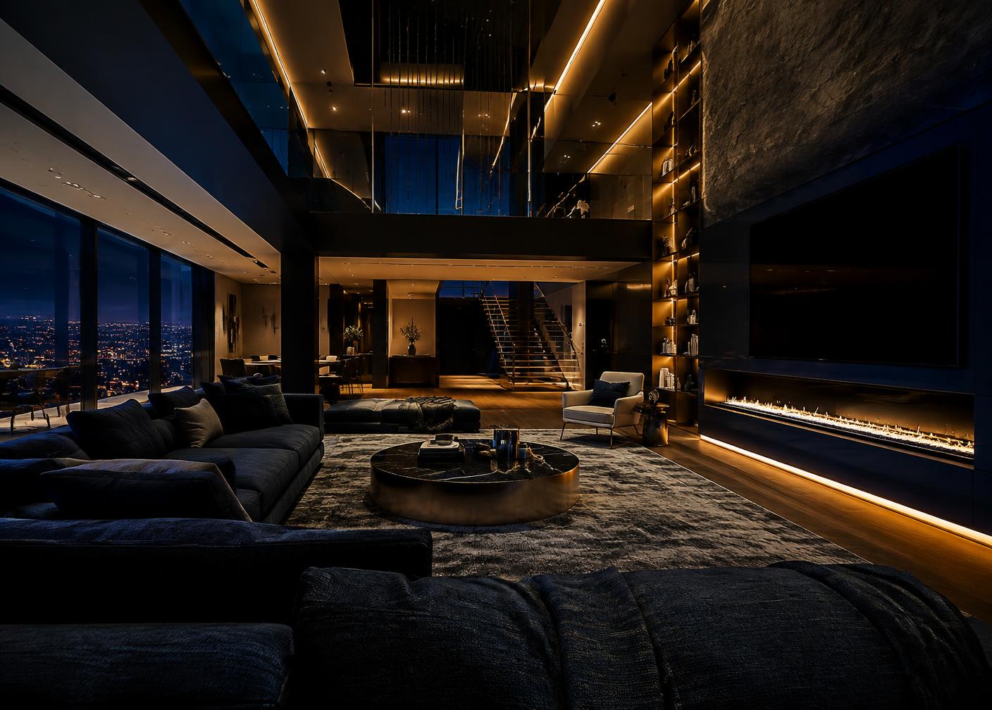 Finished architectural lighting in a modern residential space